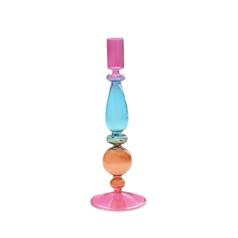 Groove 'n Glow Dopamine Colored Glass Candleholders
