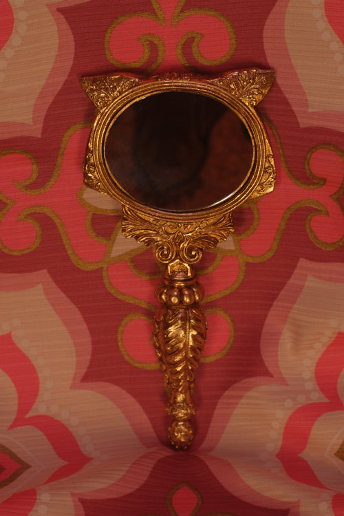 Cleopatra’s "Queen Of Cats" Glamour Magic Gold Hand Mirror