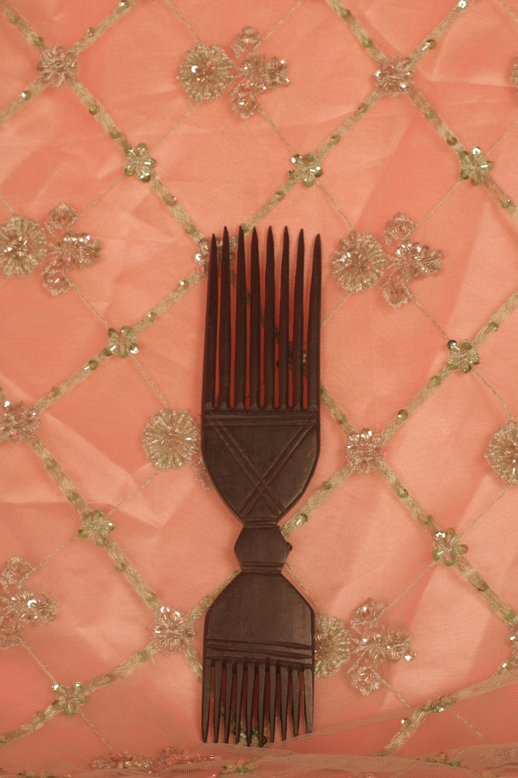 Antique Hand-Carved West African Wooden Dual-Sided Hair Comb
