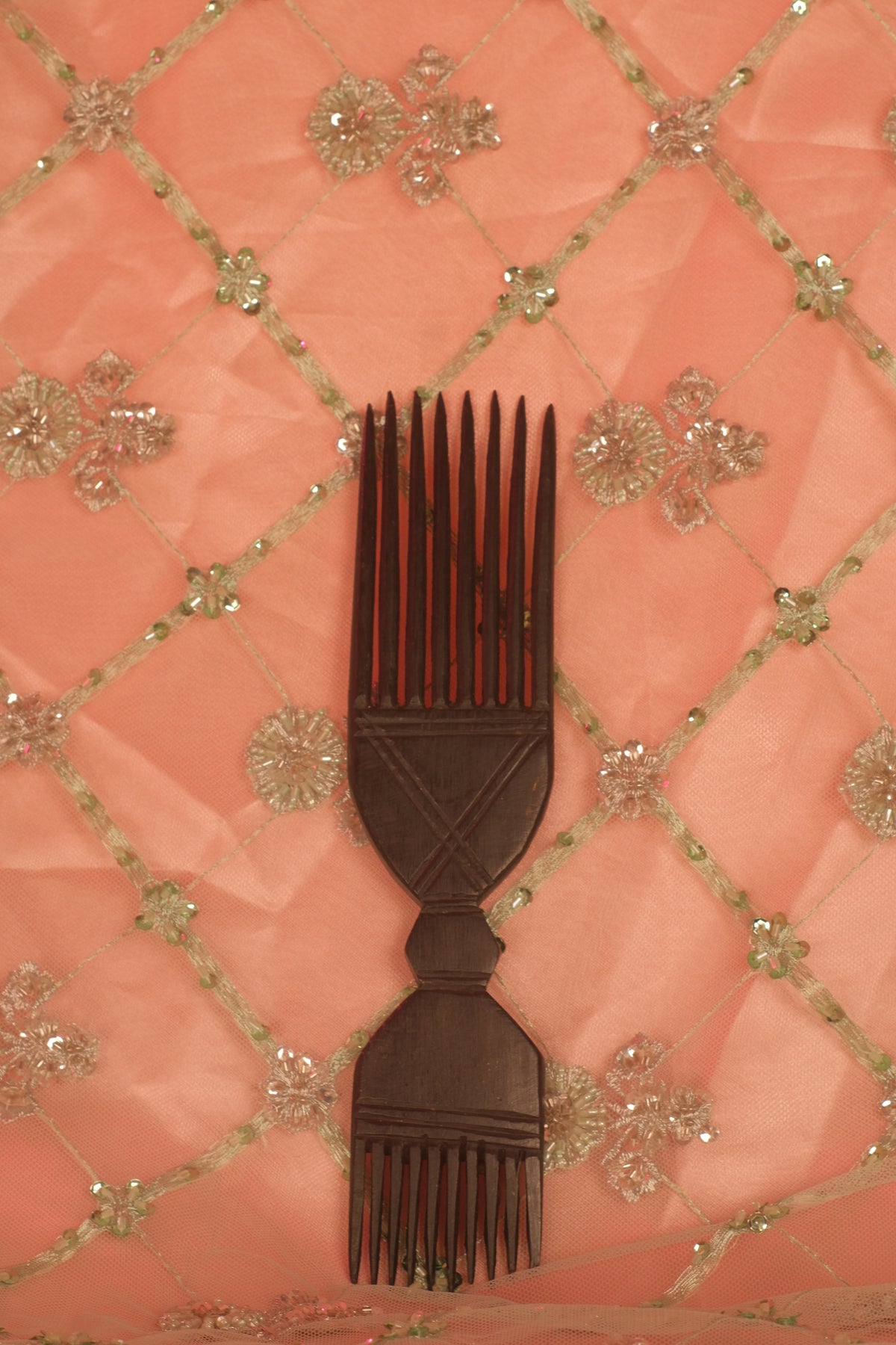 Antique Hand-Carved West African Wooden Dual-Sided Hair Comb