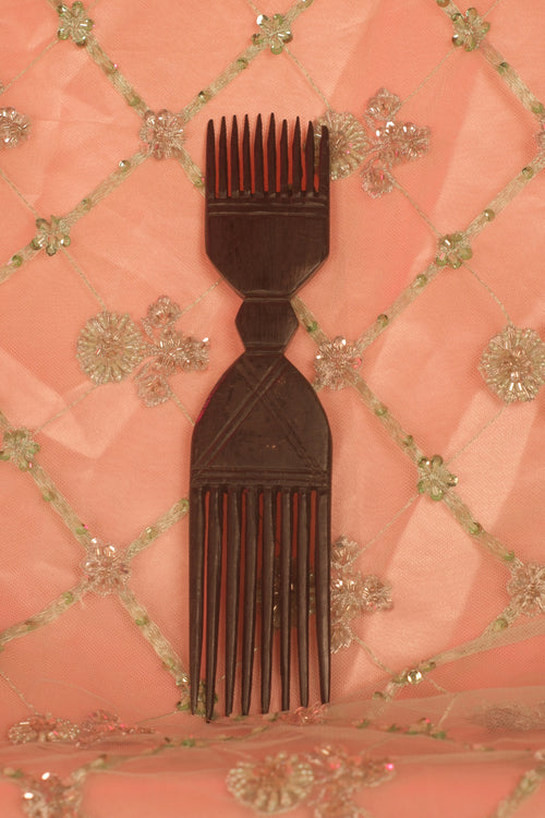 Antique Hand-Carved West African Wooden Dual-Sided Hair Comb