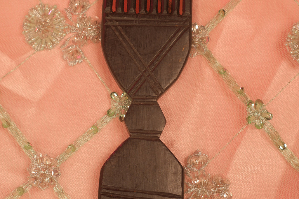 Antique Hand-Carved West African Wooden Dual-Sided Hair Comb