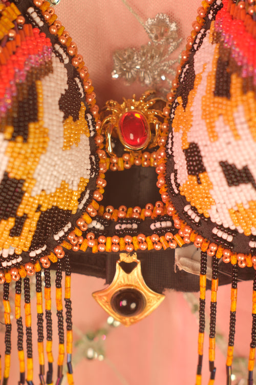 Carneole "Web Of Anansi" Midnight Black 'n Gold Amulet Bustier