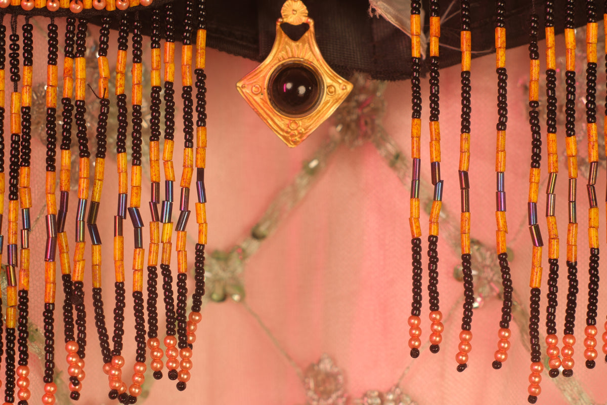 Carneole "Web Of Anansi" Midnight Black 'n Gold Amulet Bustier