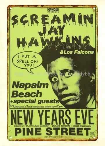 Screamin’ Jay Hawkins 1986 Concert Metal Tin Sign