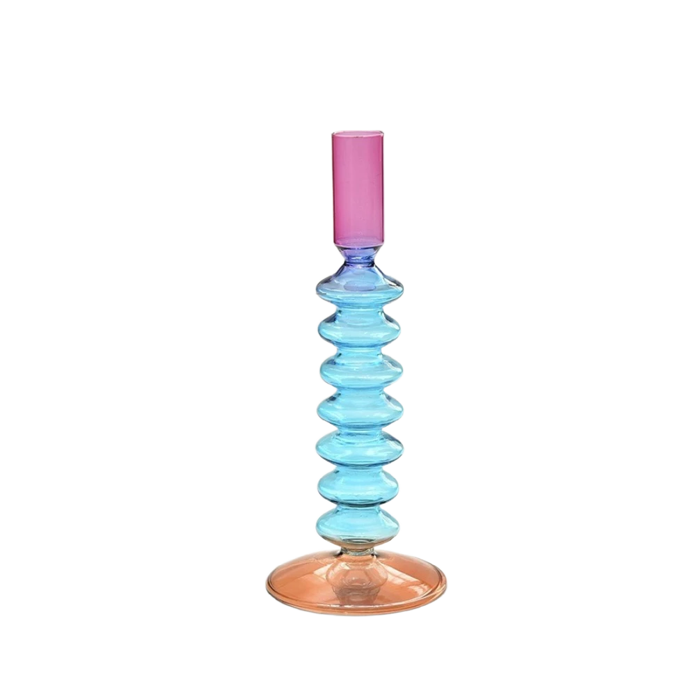 Groove 'n Glow Dopamine Colored Glass Candleholders