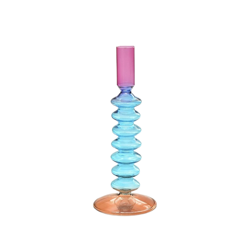 Groove 'n Glow Dopamine Colored Glass Candleholders